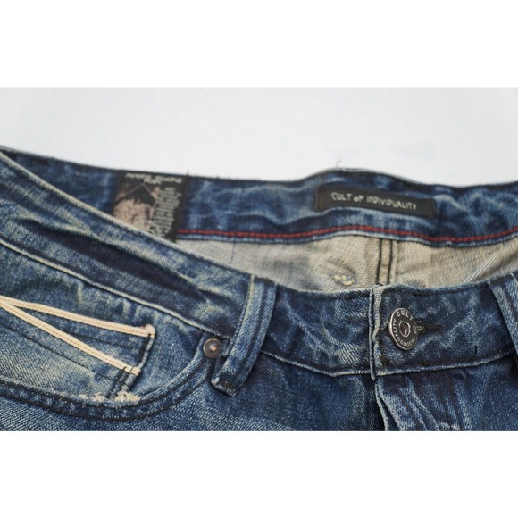 Cult of Individuality JAPANESE SELVEDGE DENIM GREASER STRAIGHT 38x32 DISTRESSED - Picture 3 of 10